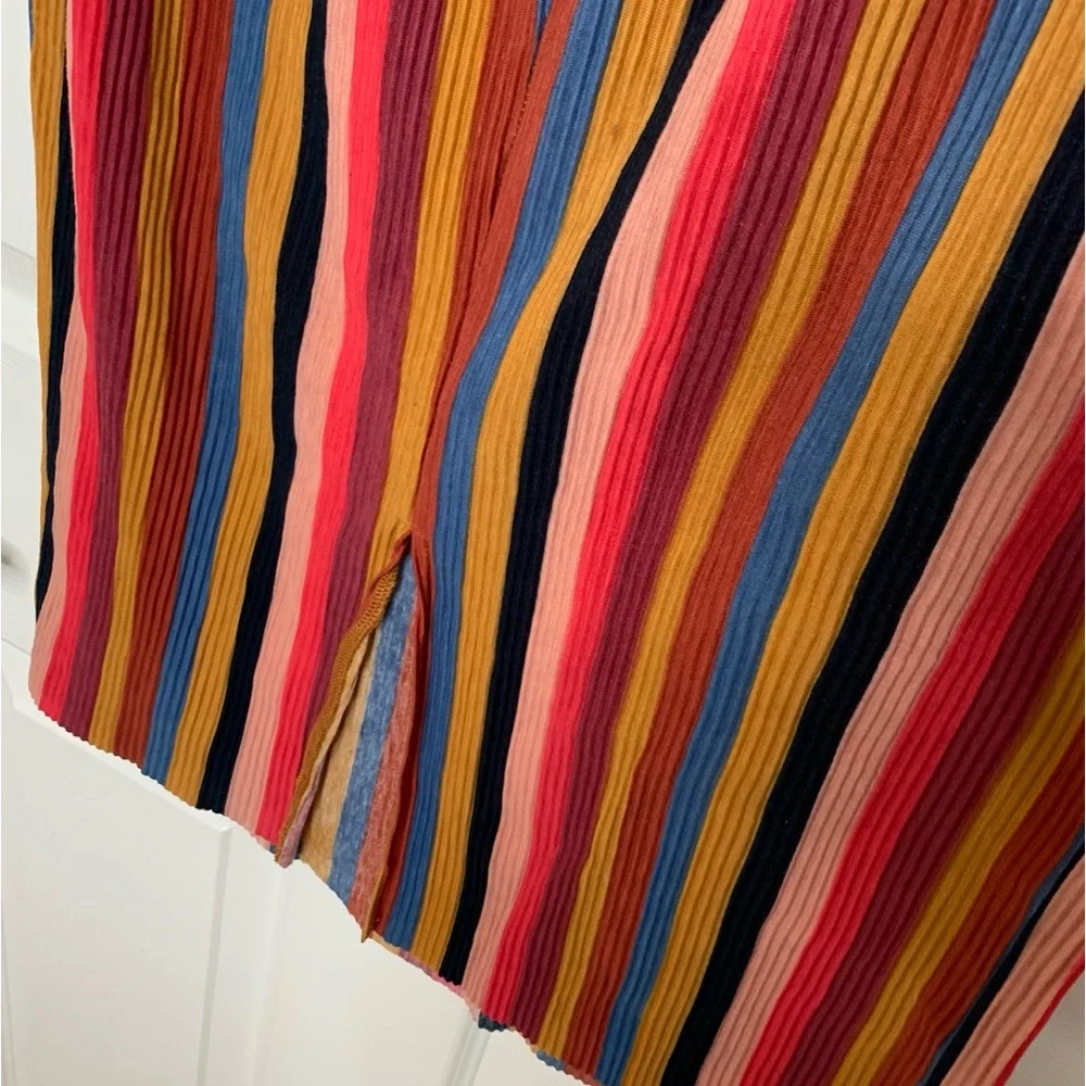 Wild Fable Pleated Striped Multicolor Midi Skirt - Picture 4 of 6